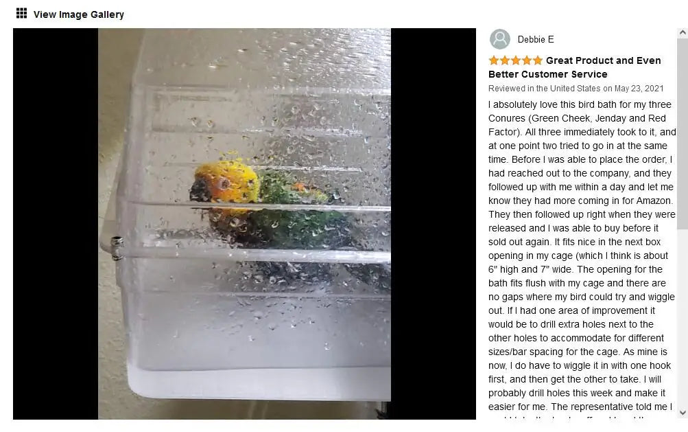 Bird Bath for birds  Parrots Tub Large Clear Transparent Swimming Pool Box for Birds to Splash and Play Parrot Shower Bathtub