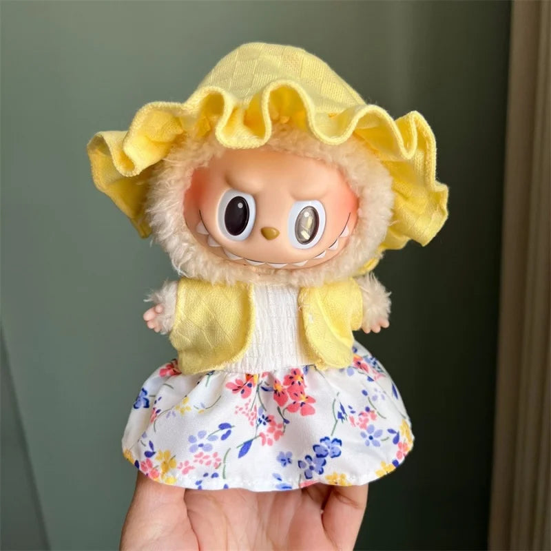 17cm Mini Plush Doll'S Clothes Outfit Accessories No Doll for Korea Kpop Exo Labubu Overalls Clothing Gift