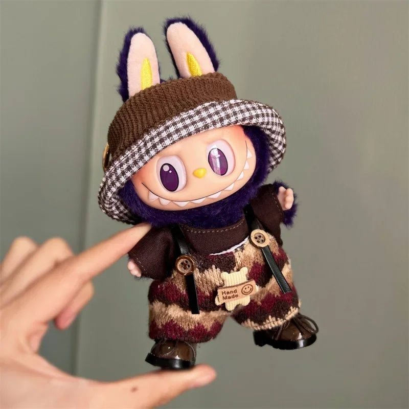17cm Mini Plush Doll'S Clothes Outfit Accessories No Doll for Korea Kpop Exo Labubu Overalls Clothing Gift