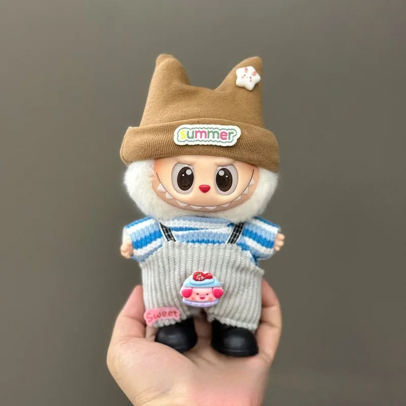 17cm Mini Plush Doll'S Clothes Outfit Accessories For Korea Kpop Exo Labubu I II Idol Dolls sit party overalls Clothing Gift
