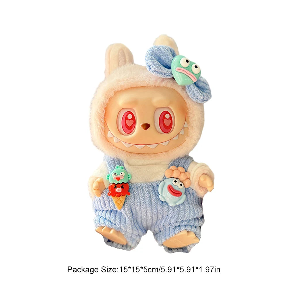 17cm Mini Plush Doll'S Clothes Outfit Accessories For Korea Kpop Exo Labubu I II Idol Dolls sit party overalls Clothing Gift