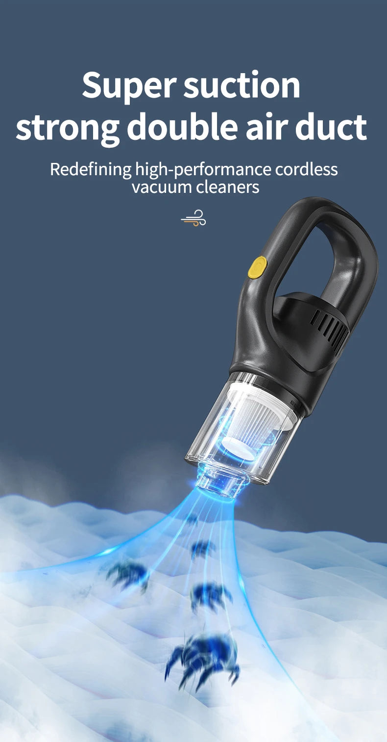 Portable Wireless Car Vacuum Cleaner Chargeable 120W High Power Vacuum Cleaner for Home and Car Dual Use Mini Cleaning Machine