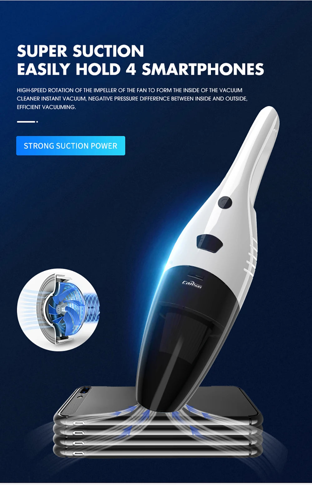 Mini Wireless Multi-Functional Car Vacuum Cleaner USB Rechargeable High Power Handheld Portable Car Vacuum Cleaner for Home Car