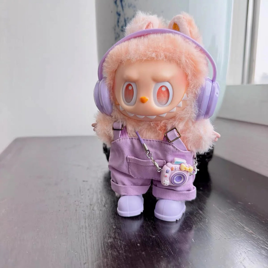 17cm Mini Plush Doll'S Clothes Outfit Accessories For Korea Kpop Exo Labubu Idol overalls pants set Macaron doll Clothing Gift