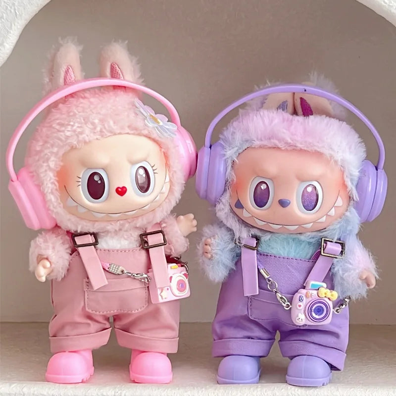 17cm Mini Plush Doll'S Clothes Outfit Accessories For Korea Kpop Exo Labubu Idol overalls pants set Macaron doll Clothing Gift