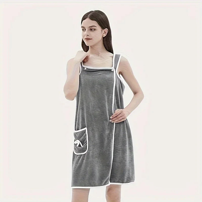 Bath Towel Household Women Wearable Wrap Adults Absorb Water Polyester Dry Hair Skirt Long Style Bathroom Washable Bathrobe
