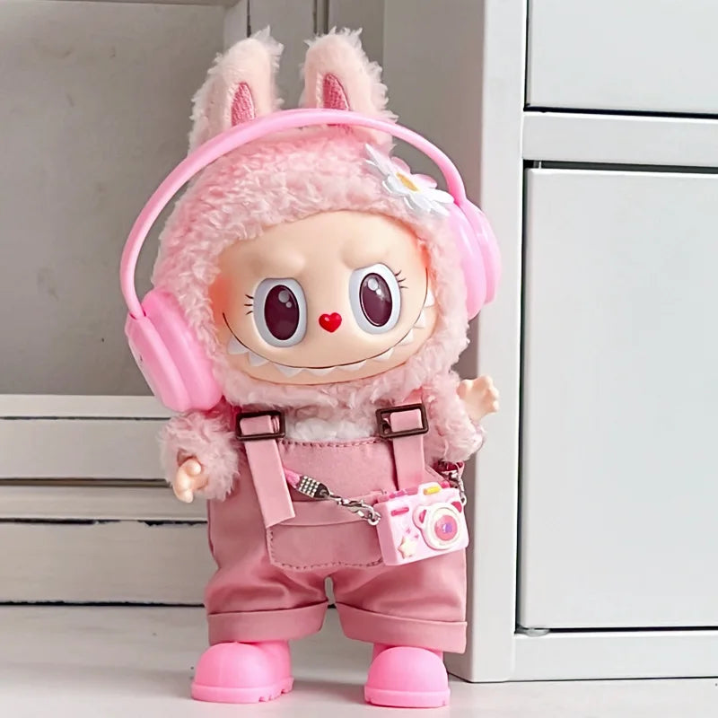 17cm Mini Plush Doll'S Clothes Outfit Accessories For Korea Kpop Exo Labubu Idol overalls pants set Macaron doll Clothing Gift