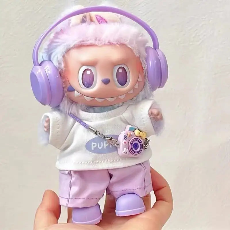 17cm Mini Plush Doll'S Clothes Outfit Accessories For Korea Kpop Exo Labubu Idol Dolls Macaron overalls Clothing Gift