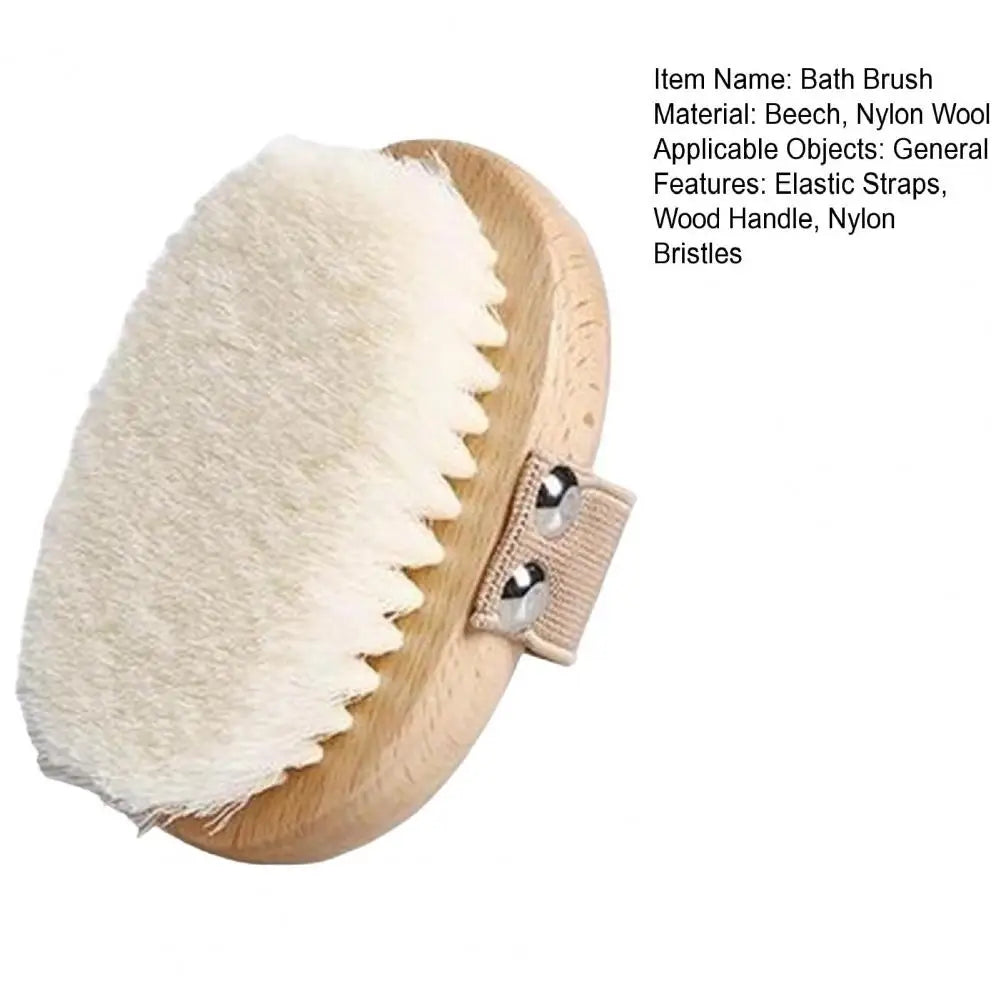 Bath Brush with Beech Wood Handle Soft Nylon Bristles Gentle Exfoliation Scrubber Hanging Shower Brush Bath Accessories