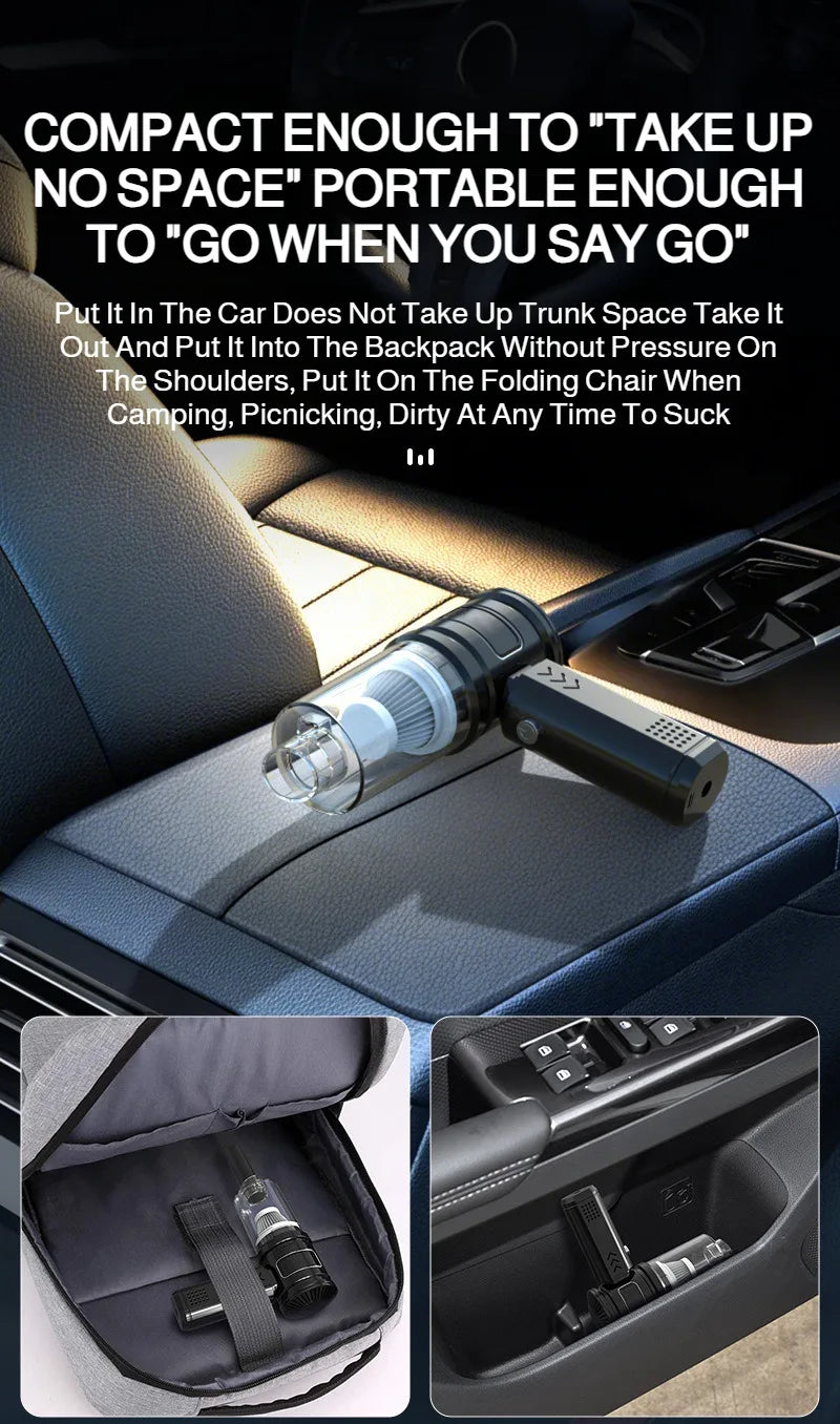 Wireless Rechargeable Car Vacuum Cleaner, Home & Car Dual Use Handheld Portable, High Power Strong Suction，Easy Clean for
