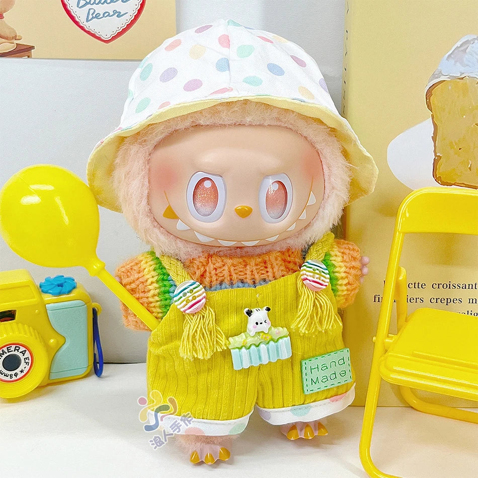 17cm Mini Plush Doll'S Clothes Outfit Accessories For Korea Kpop Exo Labubu I II Idol Dolls sit party overalls Clothing Gift