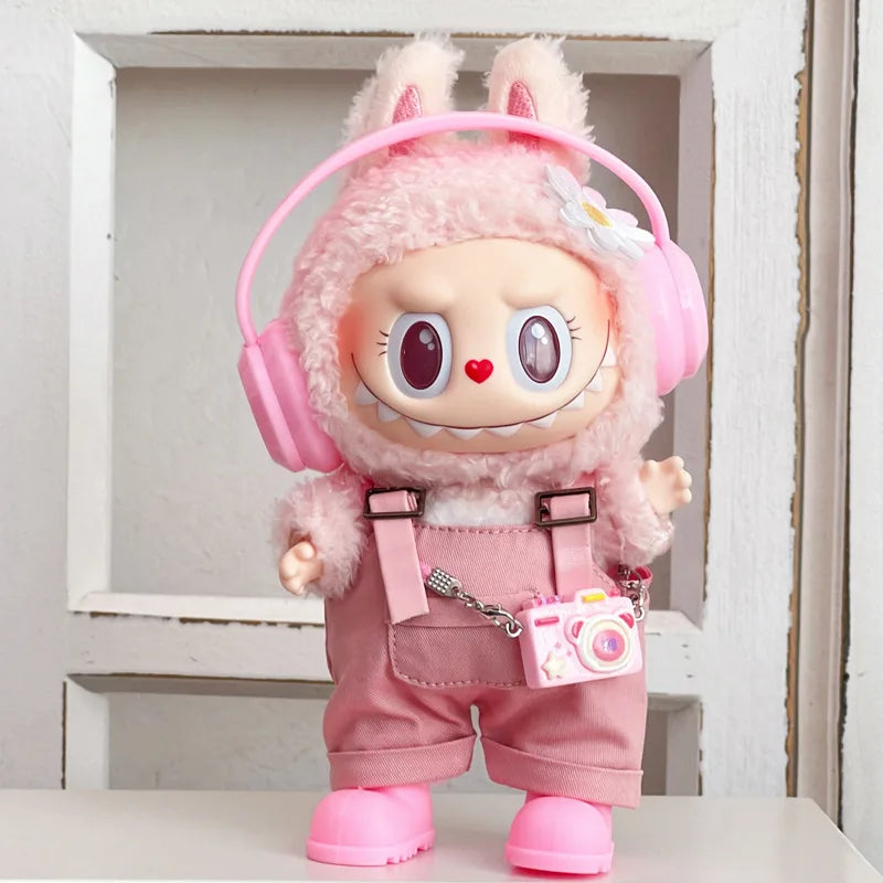 17cm Mini Plush Doll'S Clothes Outfit Accessories For Korea Kpop Exo Labubu Idol overalls pants set Macaron doll Clothing Gift