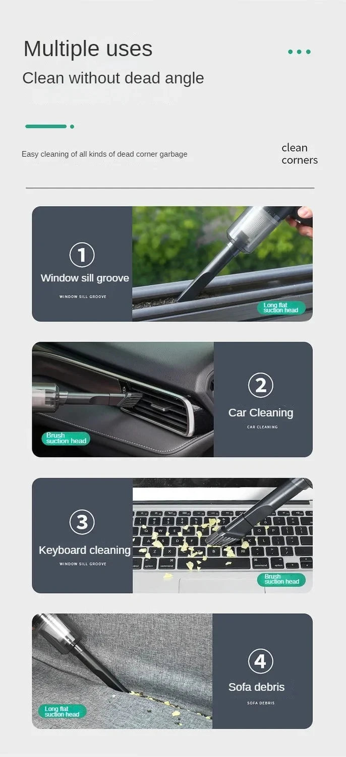 Car Vacuum Cleaner Wireless Multi-Functional Handheld Portable Car Vacuum Cleaner Rechargeable High Power Blow Suction Function
