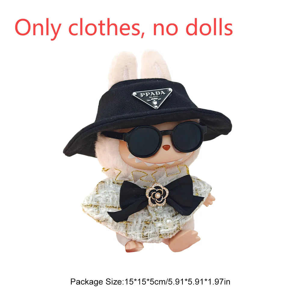 17cm Mini Plush Doll'S Clothes Outfit Accessories For Korea Kpop Exo Labubu I II Idol Dolls sit party overalls Clothing Gift