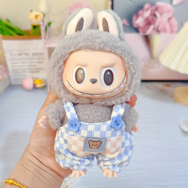 17cm Cute Mini Plush Doll'S Clothes Outfit Accessories For Korea Kpop Exo Labubu Idol Dolls donut overalls Clothing DIY Kid Gift